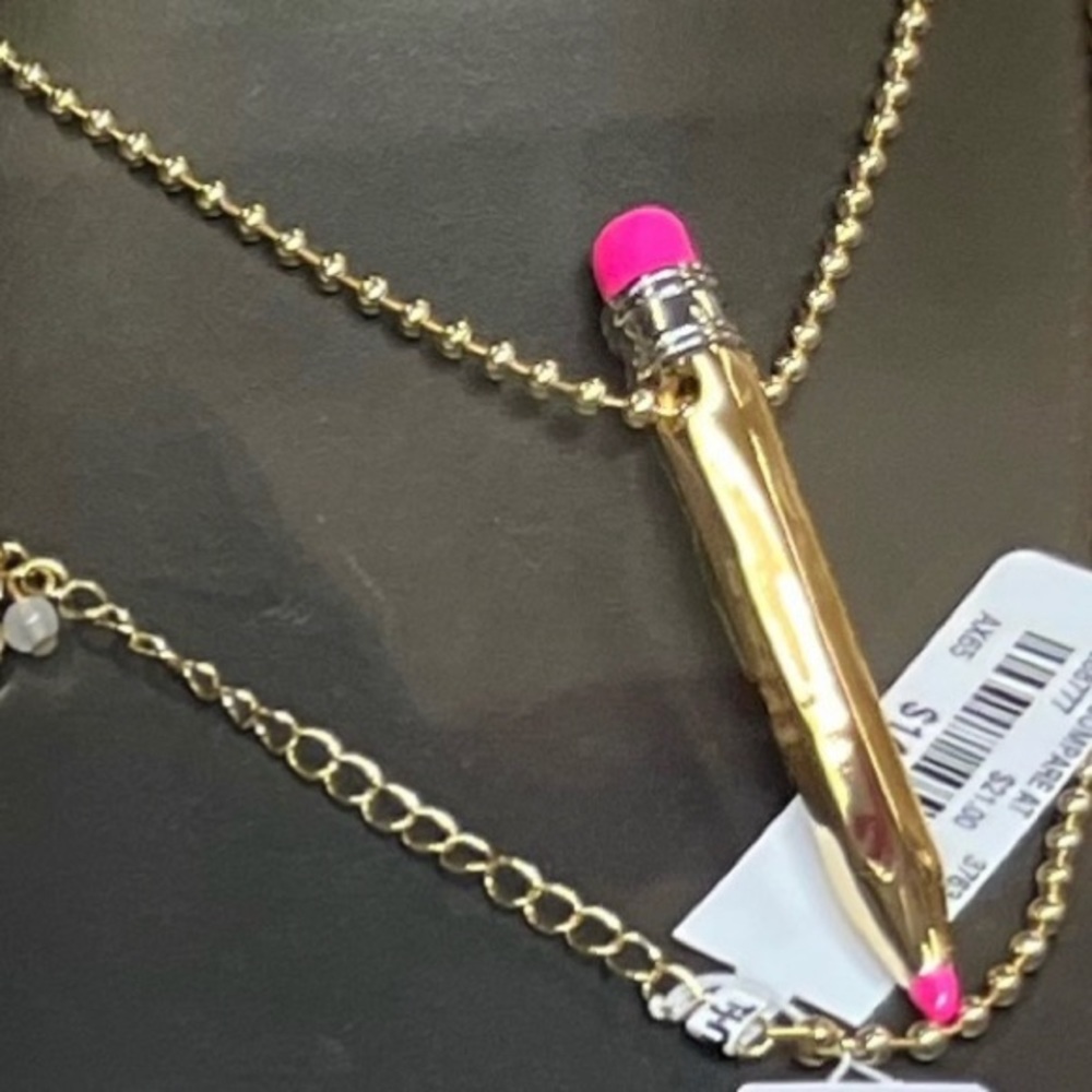 NWT ⚜️✏️⚜️Betsey Johnson pencil pendant long - Picture 5 of 8